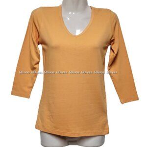 Bamboo Blouse Top  V Neck 3/4 Sleeve Tops Size S, M,  L,  XL